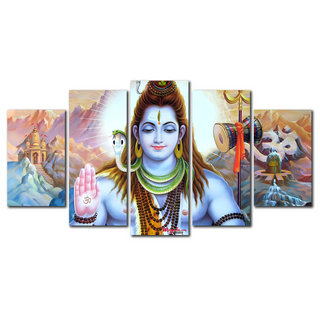 5 Panels Framed Shiva Canvas Printing Picture Art Home Decor