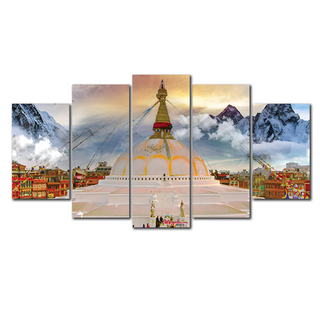 5 Panels Framed Mayalu Swoyambhu Canvas Printing Picture Art Home Decor