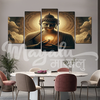 5 Panels Frame Buddha Enlightenment Canvas Printing Picture Art Home Decor