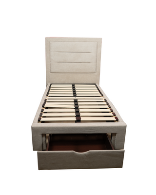 Fabric Bed Tan with Drawer - Single