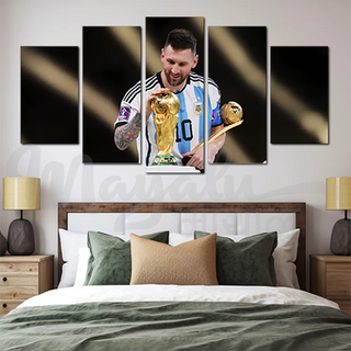 5 Panels Framed Lionel Messi Canvas Printing Picture Art Home Decor