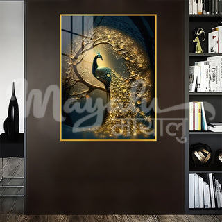 Mayalu Peacock Porcelain Wall Art 75X100 cm Diamond Effect