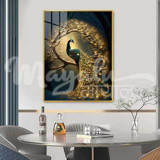 Mayalu Peacock Porcelain Wall Art 75X100 cm Diamond Effect