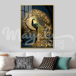Mayalu Peacock Porcelain Wall Art 75X100 cm Diamond Effect