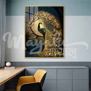 Mayalu Peacock Porcelain Wall Art 75X100 cm Diamond Effect