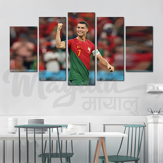 5 Panels Framed Cristiano Ronaldo Canvas Printing Picture Art Home Decor