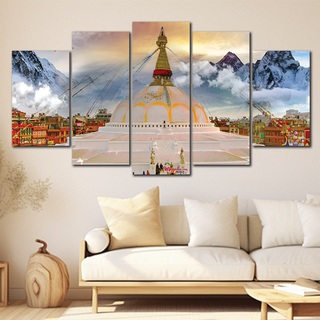 5 Panels Framed Mayalu Swoyambhu Canvas Printing Picture Art Home Decor