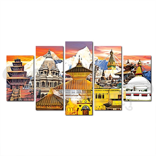 5 Panels Framed Heritage Sites Printing Picture Art Home Decor