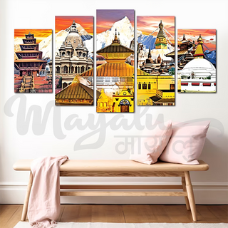 5 Panels Framed Heritage Sites Printing Picture Art Home Decor