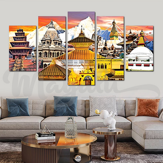 5 Panels Framed Heritage Sites Printing Picture Art Home Decor