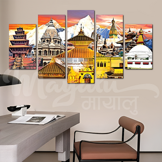 5 Panels Framed Heritage Sites Printing Picture Art Home Decor