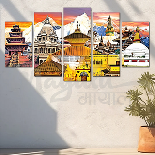 5 Panels Framed Heritage Sites Printing Picture Art Home Decor