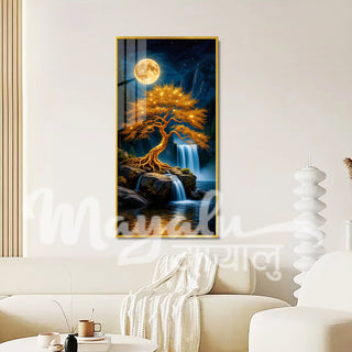 Moonlit Waterfall Porcelain Wall Art 70X140cm