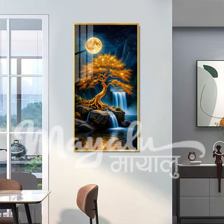 Moonlit Waterfall Porcelain Wall Art 70X140cm