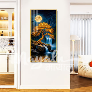Moonlit Waterfall Porcelain Wall Art 70X140cm