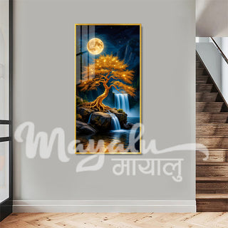 Moonlit Waterfall Porcelain Wall Art 70X140cm