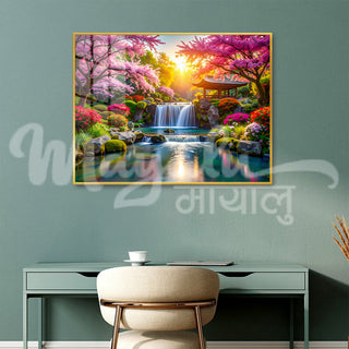Mayalu Sakura Waterfall Porcelain Wall Art 75X100cm