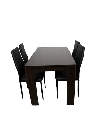 Mission Dining Table with 4 PU Leather Chair