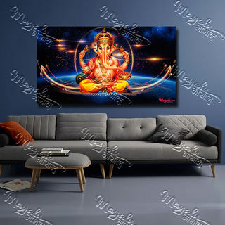 Single Panels Framed Ganesh Canvas Printing Picture Art Home Decor