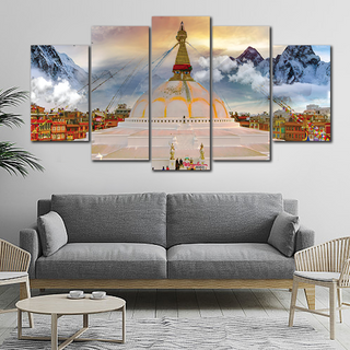 5 Panels Framed Mayalu Swoyambhu Canvas Printing Picture Art Home Decor