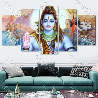 5 Panels Framed Shiva Canvas Printing Picture Art Home Decor