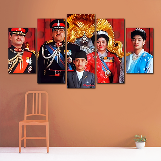 5 Panels Framed Mayalu Raja Family  Printing Picture Art Home Decor