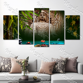 5 Panels Framed Buddha Canvas Printing Picture Art Home Decor