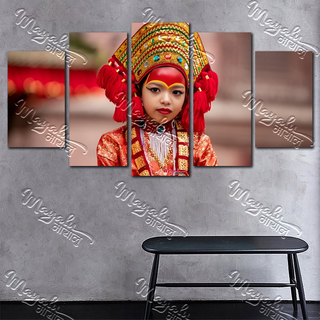 5 Panels Framed Mayalu Ganesh Canvas Printing Picture Art Home Decor