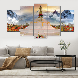 5 Panels Framed Mayalu Swoyambhu Canvas Printing Picture Art Home Decor