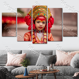 5 Panels Framed Mayalu Kumari Canvas  Printing Picture Art Home Decor