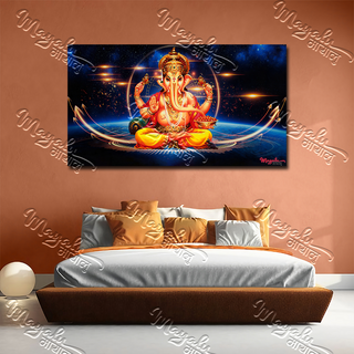 Single Panels Framed Ganesh Canvas Printing Picture Art Home Decor