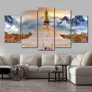 5 Panels Framed Mayalu Swoyambhu Canvas Printing Picture Art Home Decor