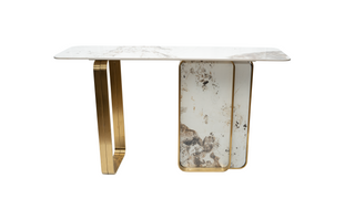 Sintered Stone Top Console Table Gold Base