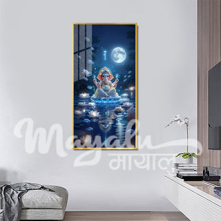 Ganesh Porcelain Wall Art 70X140cm With Diamond Effect