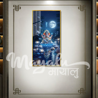 Ganesh Porcelain Wall Art 70X140cm With Diamond Effect