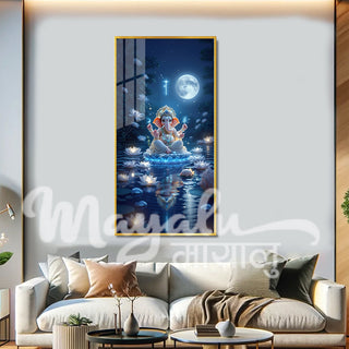 Ganesh Porcelain Wall Art 70X140cm With Diamond Effect