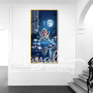 Ganesh Porcelain Wall Art 70X140cm With Diamond Effect