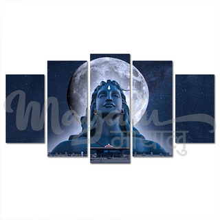 5 Panels Framed Mayalu Adiyogi Canvas Printing Picture Art Home Decor