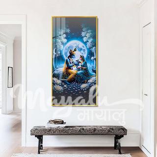 Radha Krishna Porcelain Wall Art 70X140cm Diamond Effect