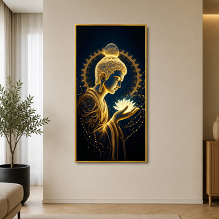 Buddha Porcelain Wall Art 70X140cm Diamond Effect