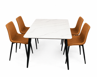 Mayalu BYD Marble Dining Table With 4 Carlton Chairs Dining Set