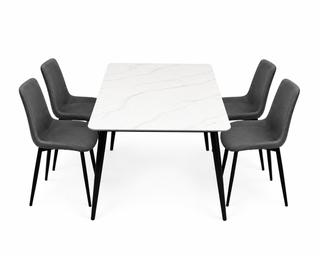 Mayalu BYD Marble Dining Table With 4 Carlton Chairs Dining Set