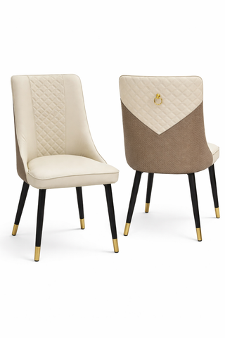Mayalu Opera Dining Chair in Beige With Metal Legs