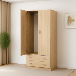 Mission 2 Drawer Robe Light Oak