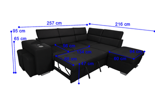 Mayalu Sleeper Modular Chaise Lounge with wireless charging  – 2 Colors Available