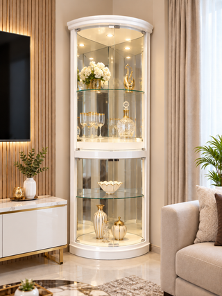 Chivas Corner Display Cabinet – 200cm | Integrated LED Glass Showcase