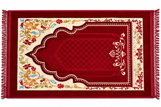 Premium Prayer Mat (80 X 120 cm) in Red, Blue and Brown Color
