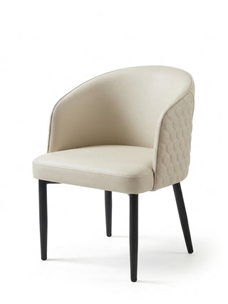 Mayalu Cronulla Faux Leather Armrest Dining Chair | Beige & Black