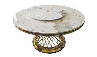 Earth Sintered Stone Round Dining Table Excluding Lazy Susan (1.3M)