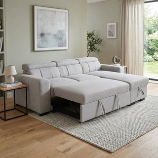 Mayalu New Reversible Chaise Sofa Bed – Light Grey (1 Rug Free)